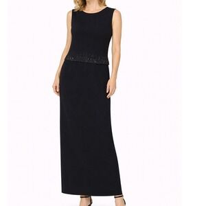 Jones New York Evening Black Maxi  Dress Womens  Size 12 Sleeveless Formal